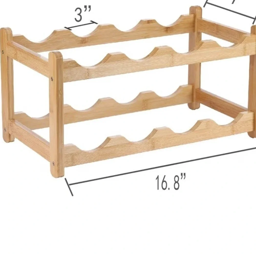 Natural Bamboo 2 Tier‎ Countertop Wine Rack Storage Kitchen Bar